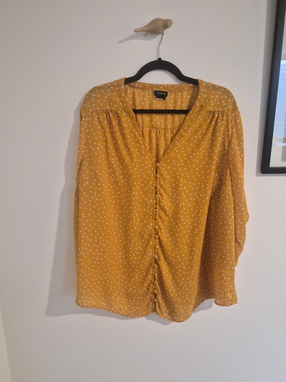 torrid Mustard Yellow White Polka Dot Button-Front Blouse